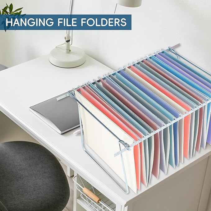 Light Blue Hanging File Folders,25 Pack Letter Size File Folders with 1/5-cut Tabs,Office Essentials for Filing Cabinet & Desk Storage