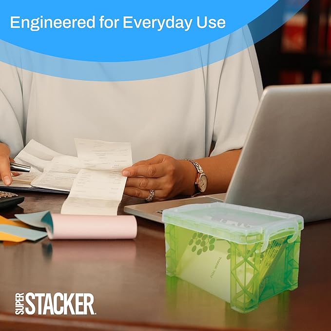 Super Stacker Index Card Box, 3 x 5 Inch Index Cards File Box, Note Holder, Index Card Holder, Photo Boxes Storage, Perfect for 3x5 Index Cards, Recipe Box Holder, Assorted Colors, 1 Count