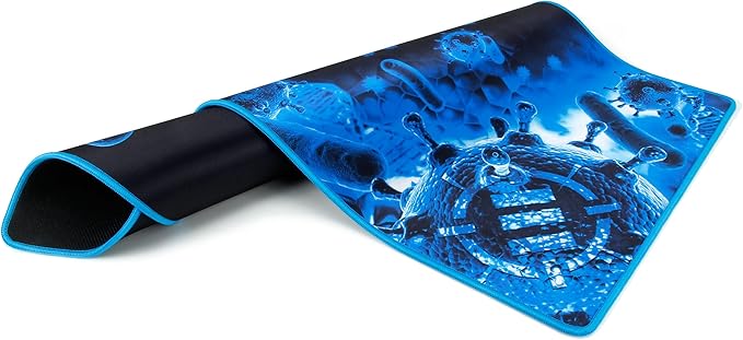 ENHANCE Pathogen Extra Large Gaming Mouse Pad (31.5 x 13.75 in) - Extended Mousepad with Anti-Fray Stitching, Low Friction Smooth Surface, Non-Slip Backing - Full Desk Mouse Mat (Blue)
