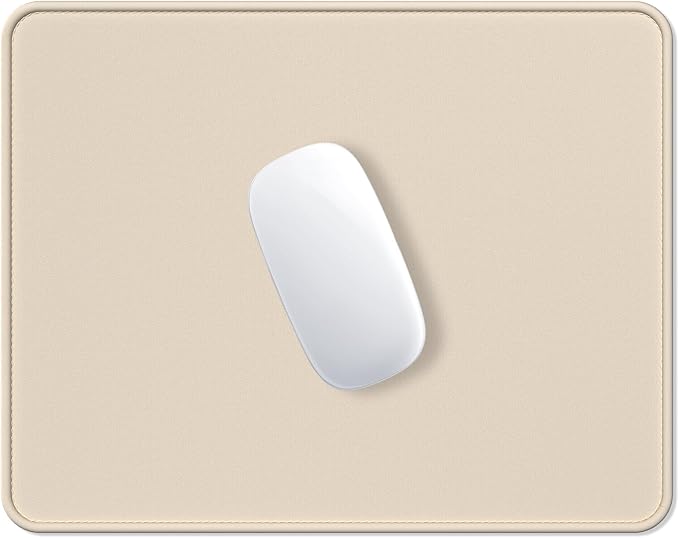 Hsurbtra Mouse Pad, Premium-Textured Square Mousepad 10.2 x 8.3 Inch, Stitched Edge Anti-Slip Waterproof Rubber Pretty Cute Computer Mat for Office Gaming Laptop Women Kids Beige
