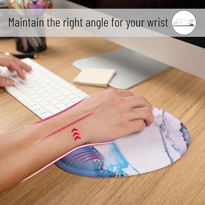 Mr. Pen- Ergonomic Mouse Pad with Wrist Rest, Glacial Blue Marble Design, Breathable Fabric with Memory Foam Cushion, Non-Slip Rubber Base, Gel Mouse Pad with Wrist Support