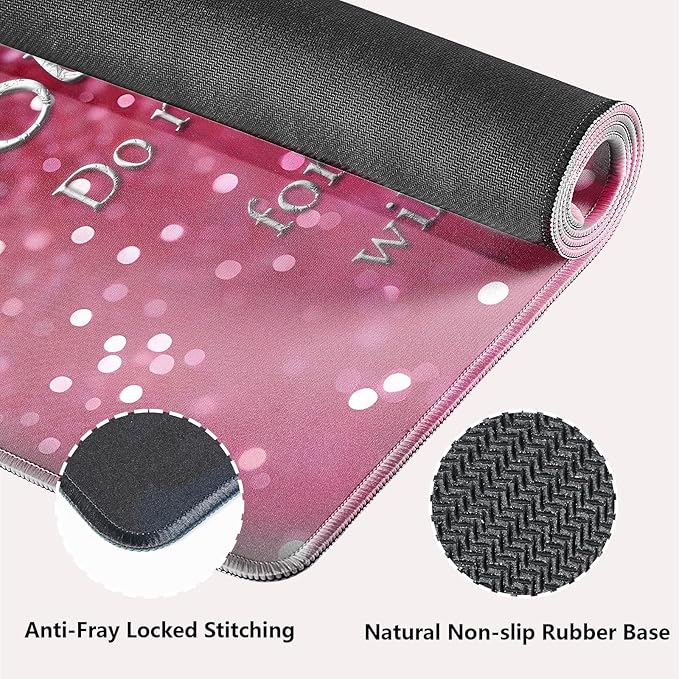 knseva. Large Gaming Mouse Pad with Stitched Edges, Be Strong and Courageous Inspirational Quote Joshua 1:9 Bible Verse Scripture Pink Glitter Background, Anti-Slip Waterproof XXL Extended Desk Mat