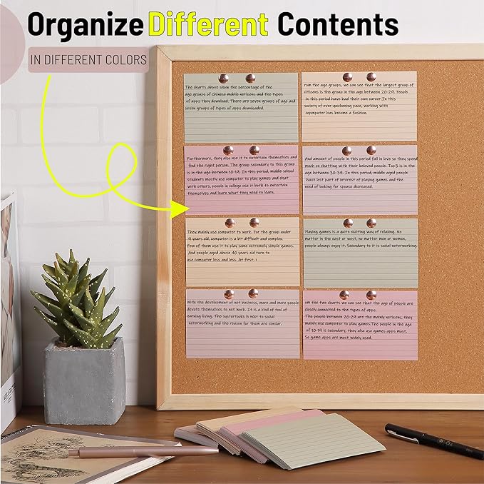 Mr. Pen- Lined Index Cards, 3"x5", 180 Cards, Vintage Colors, Bulk Flashcards for Studying, School, College, Office and Home Organization, Durable Study To Do List Note Cards with Ruled Lines