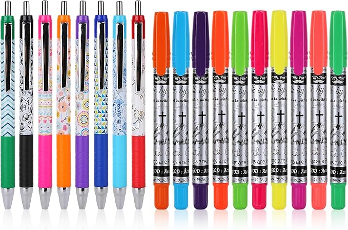 Mr. Pen Bible Journaling Kit, 18 Pack - 10 Gel Highlighters, 8 No Bleed Pens, Bible Pens and Highlighters, No Bleed, Gift