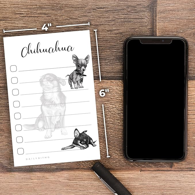 Chihuahua Sticky Notepad to Do List | Chihuahua Dog Lover Gifts for Women | Office School Supply Sticky Notes 4"x6" 50 Pages