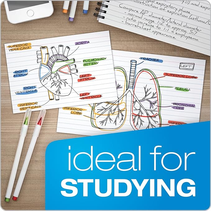 Oxford Ruled Index Cards, 3" x 5", White, Lined Index Flashcards, 300 per Pack (10022)