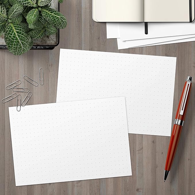 321Done Dot Grid Index Cards, Dot Pattern - Made in USA - Large 4x6 (Set of 50) Dot Bullet 0.20 Double-Sided Planner Journal, Planning Graph Ruled Thick Heavy Duty Cardstock, White