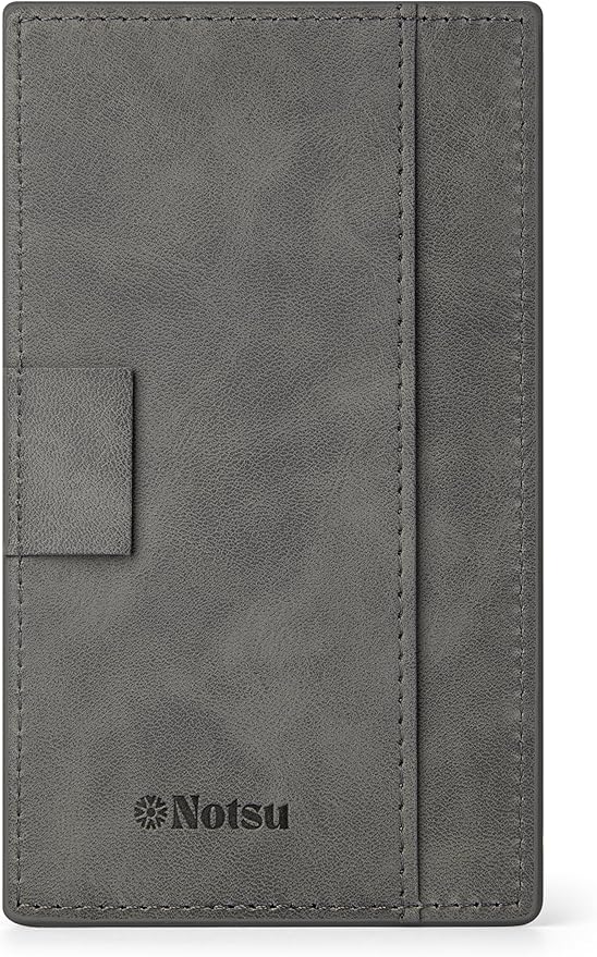Notsu Note Card Holder | Minimalist 3x5 Inch Index Card Holder Handheld Case in Premium Gray Vegan Leather with 25 To Do List Notecards