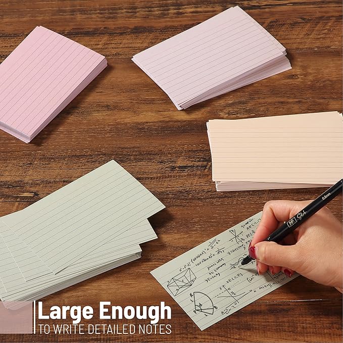 Mr. Pen- Lined Index Cards, 3"x5", 180 Cards, Vintage Colors, Bulk Flashcards for Studying, School, College, Office and Home Organization, Durable Study To Do List Note Cards with Ruled Lines