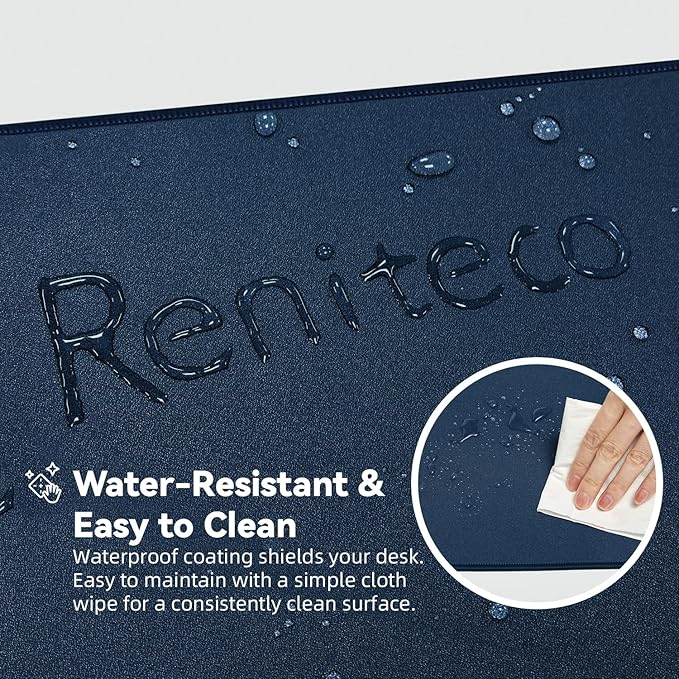 Waterproof Large Gaming Mouse Pad with Durable Stitched Edges, Non-Slip Rubber Base, Grainy Jacquard Mouse Mat Desk Pad for Home Office Gaming, 31.5''x11.8''x0.12'', Matte Navy Blue