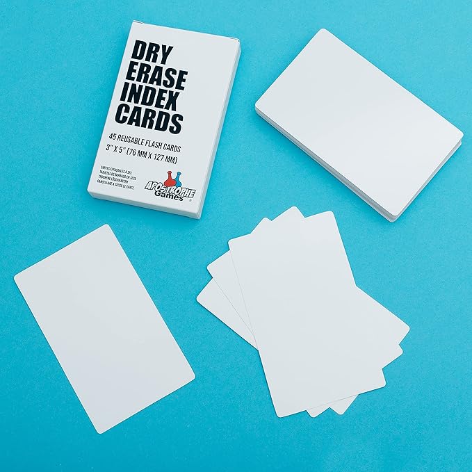 Dry Erase Index Cards – 45pcs Laminated 3x5" Cards Blank w/Box – Reusable Dry Erase Note Cards for School, Work, Housework, To Do Lists – Practical Index Card Sheets – 3 x 5-inch
