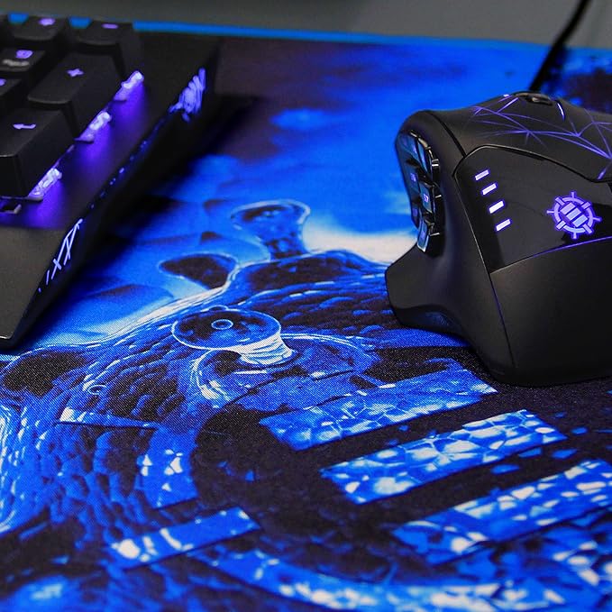 ENHANCE Pathogen Extra Large Gaming Mouse Pad (31.5 x 13.75 in) - Extended Mousepad with Anti-Fray Stitching, Low Friction Smooth Surface, Non-Slip Backing - Full Desk Mouse Mat (Blue)